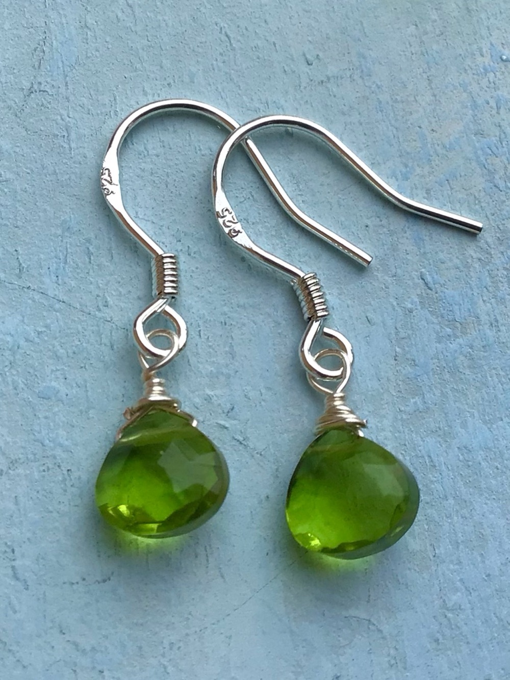 Natural Peridot Sterling Silver Sundance Charm Earrings